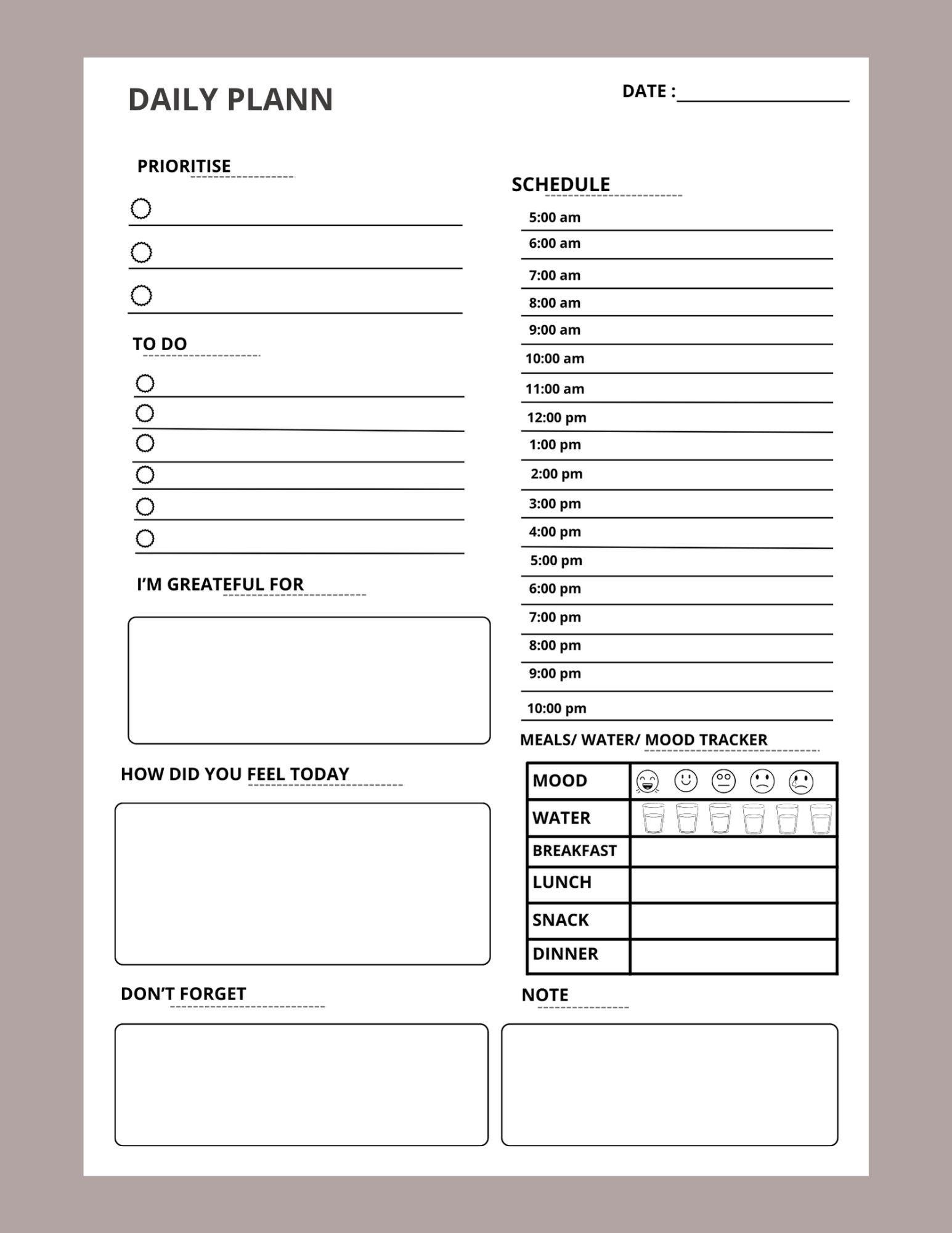 ADHD PLANNER PRINTABLE Daily Weekly Monthly Schedule Pdf Adult ...