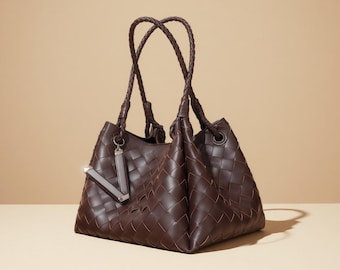Handcrafted Soft Woven Sheepskin Leather Bag, Ladies HOBO Bag, Bohemian Dragon Design