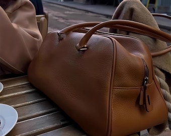 手作りの革製バッグ、ショルダーバッグ、クロスボディバッグ、女性用トートバッグ、彼女へのギフト、ヴィンテージボウリングバッグ、15.75インチ×5.12インチ×10.24インチ