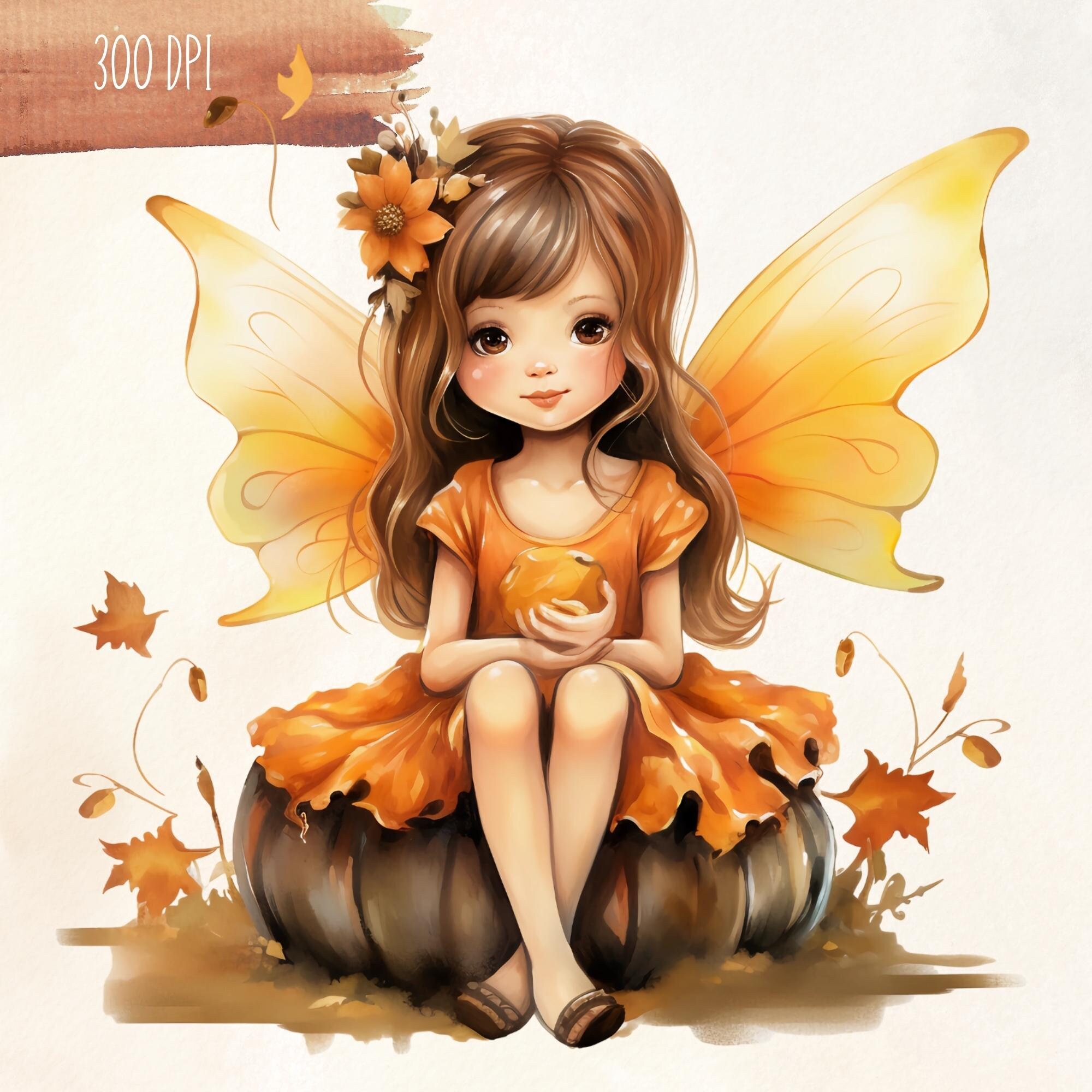 Fall Fairy Clipart Bundle Watercolor Autumn Girl Clip Art - Etsy