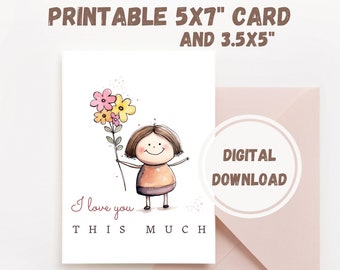 Printable love mom card, Mothers day pdf postcard, Happy birthday grandma, Congrats for friend, Family digital ecard, Friendship gift jpg