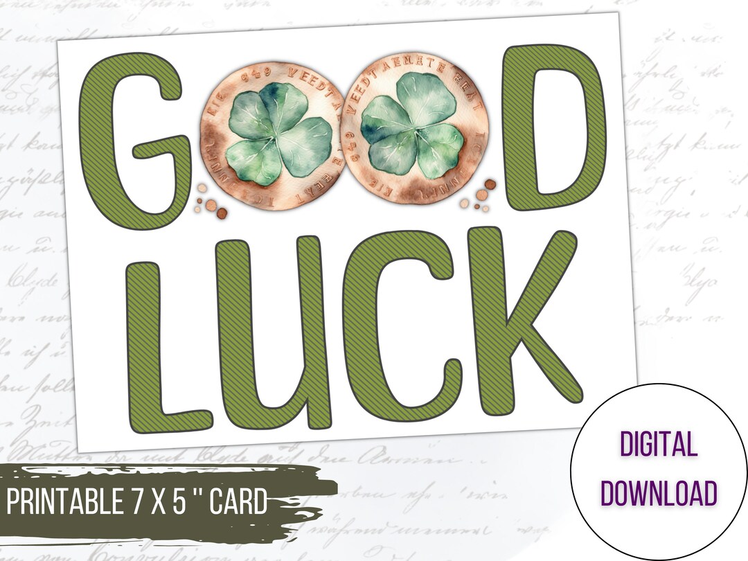 Printable Good Luck Card Good Luck Gifts Good Luck Charm - Etsy