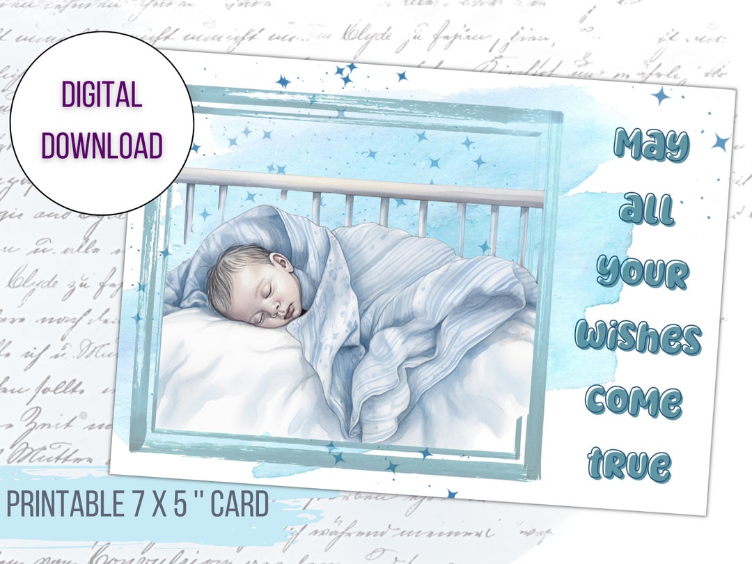 Printable Welcome Baby Boy Card Printable Card for a Baby - Etsy