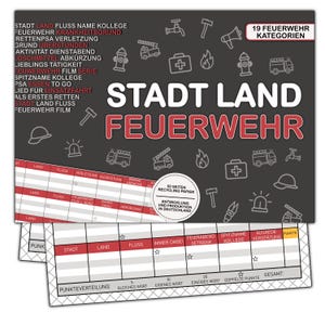 Stadt Land Feuerwehr - Lustiges Spiel für Feuerwehrmänner und Feuerwehrfrauen Freiwillige Feuerwehr Berufsfeuerwehr Brandmeister