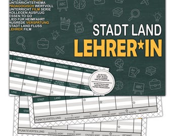 Bezify Stadt Land Lehrerin Lustiges Lehrer Geschenk und Lehramt Studenten Geschenk 50 Seiten aus Recycling Papier