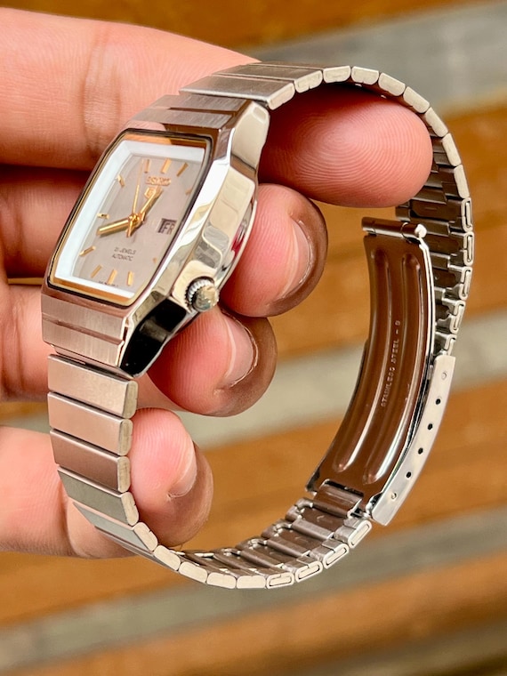 Vintage Seiko 5 Automatic Watch: Rectangular Two-… - image 2