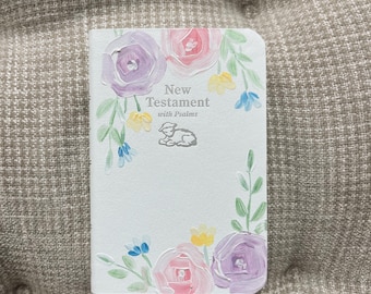 Hand-Painted Baby Bible - KJV, Floral Dedication Gift