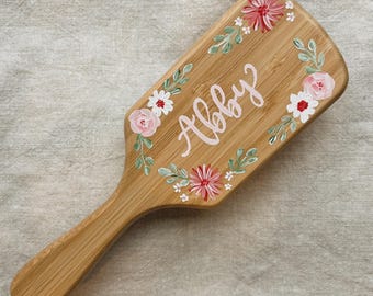 Personalized hand painted hairbrush with name