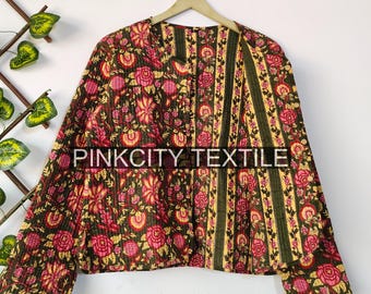 Organic Quilted Indian Cotton Jacket Reversible Block Print Jacket