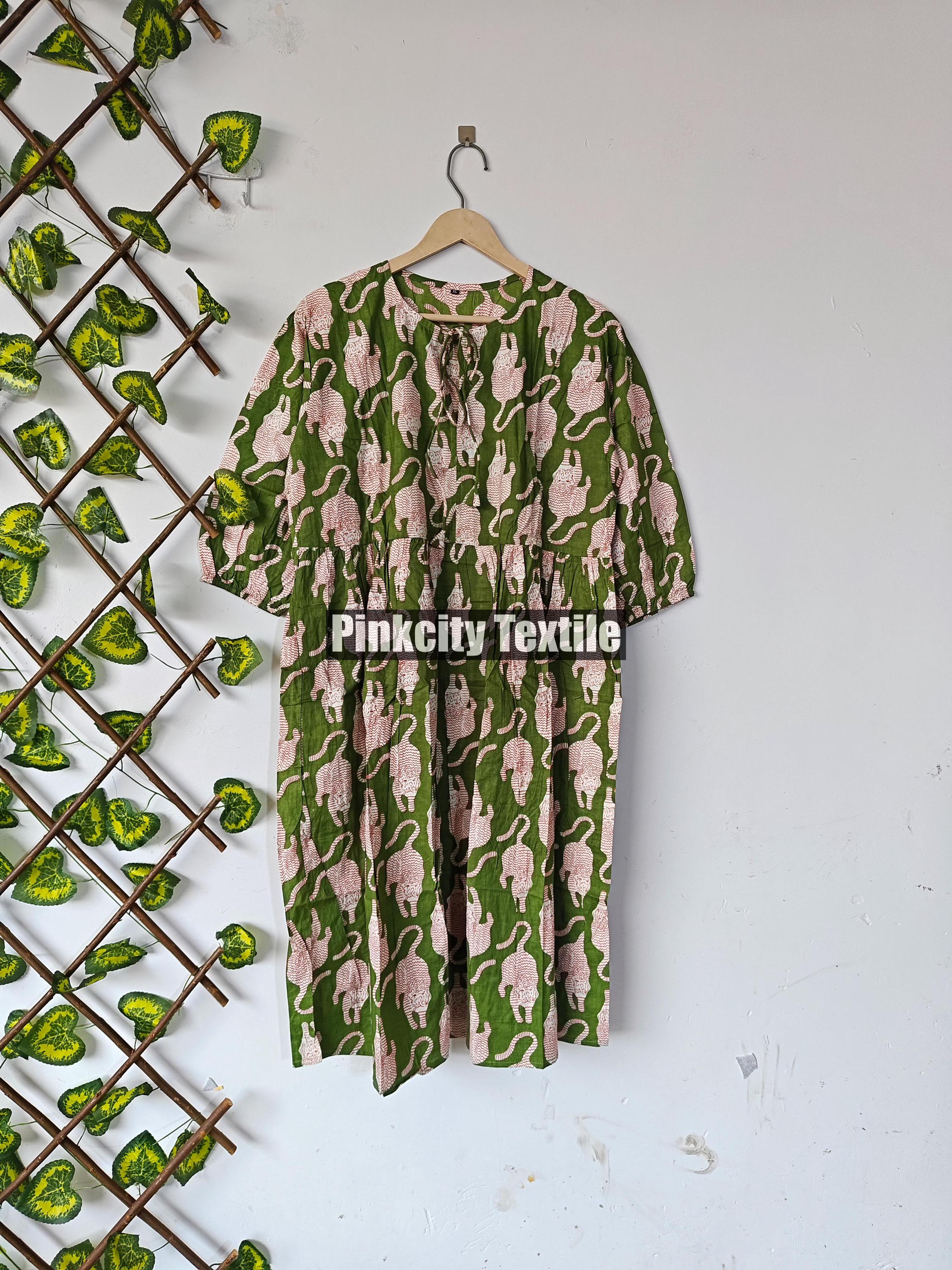green tiger dress Midi jungle print Midi Mini women girls Dress,Deep Neck with string closer bohemian dresses wedding boho hippie giftsdress metallic dress womens
