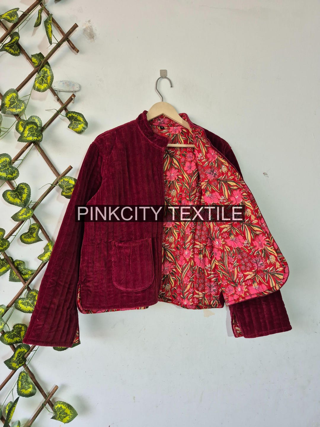 Handmade Velvet Quilted Jacket, Cotton Quilted Handmade Jacket ...
