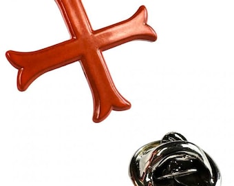 Red Templar Cross Pin