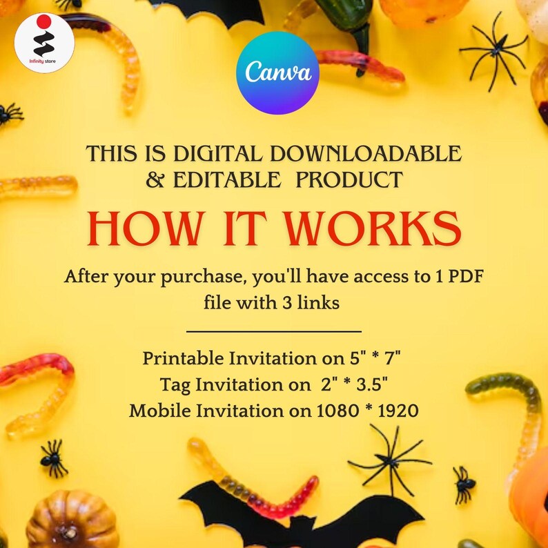 Editable Halloween Party Invitation Canva Template (digital Download ...