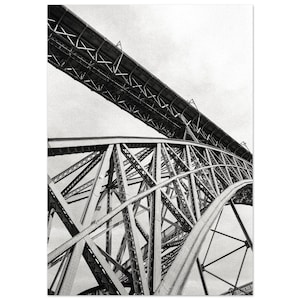 Black and White Steel Bridge Fine Art Print – Modern Geometric Industrial Architecture Photography Wall Art for Contemporary Interiors