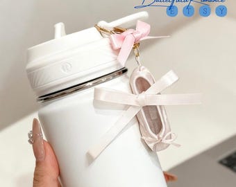 Handmade Ballet Water Bottle Charm Keychain, Dainty Pink Ballerina Bag/Phone Charm