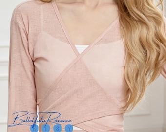 Long Sleeve Sheer Wrap Top, Ballet Class Dance Cover Up