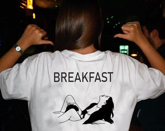 T-shirt « Petit-déjeuner des champions » (humour sarcastique et provocateur), T-shirt graphique tendance, Tenue humoristique pour adultes (taille 8)