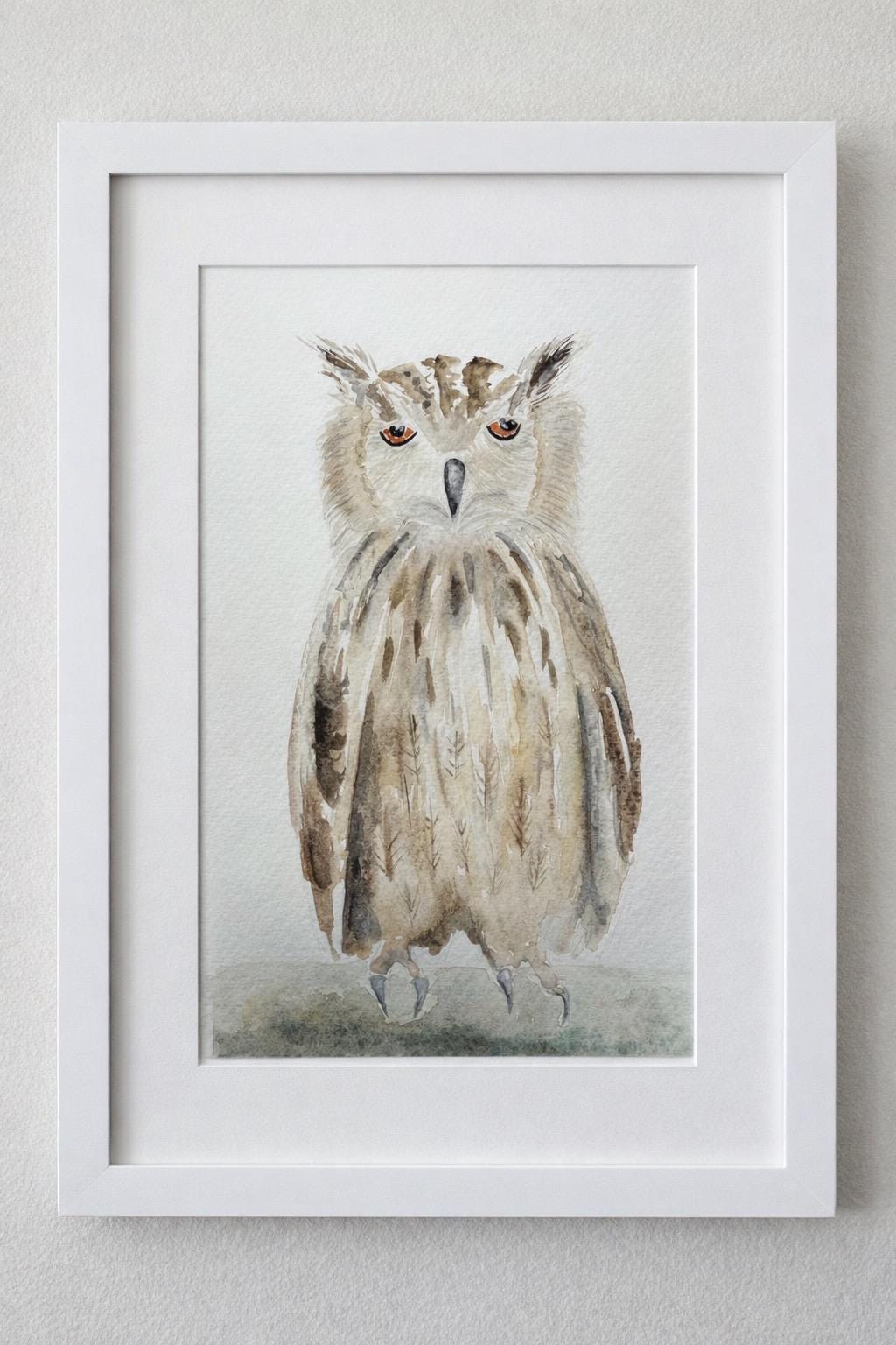 Original Watercolour Owl Signed artwork