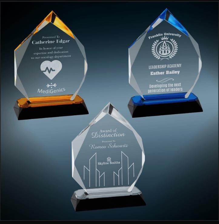 Personalized Diamond Acrylic Award – Custom Engraved Corporate ...
