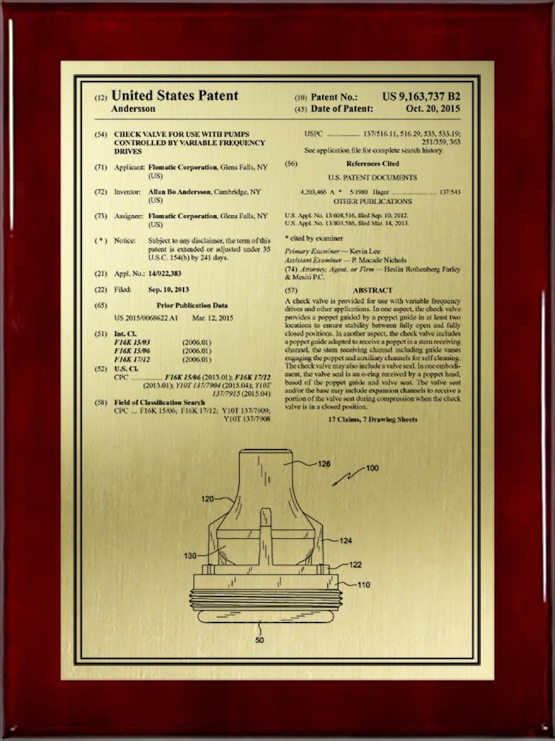 Personalized U.S. Patent Plaque – Front Page Style - Custom Patent Wall Art for Inventors Rosewood/Gold
