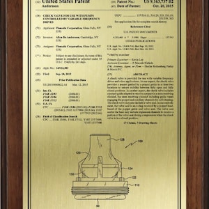 Personalized U.S. Patent Plaque – Front Page Style - Custom Patent Wall Art for Inventors Walnut/Gold