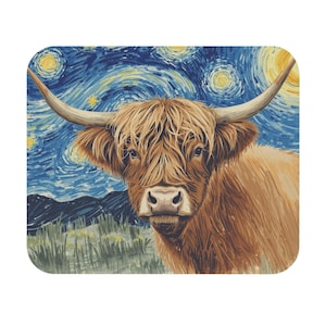 Highland Cow Mouse Pad, Classical Art Office Decor