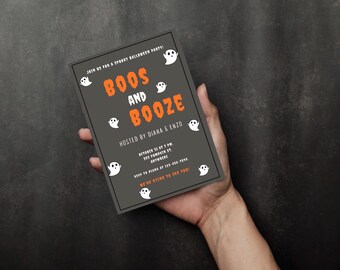 Boos and Booze Halloween Party Invitation: Spooky Adult Costume (Digital Download)