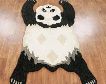 Vloerkleed Amerikaanse reuzenpanda 3'x5' ft handgemaakte getufte 100% wollen karpetten en tapijten