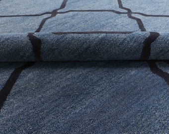 Handgemaakt getuft tegeltapijt marineblauw indigo tapijt modern wollen tapijt 4 x 6 5 x 8 6 x 9 8 x 10 9 x 12 vloerkleed woonkamer vloerkleed slaapkamer wollen tapijt