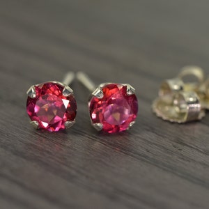 Topaz Classic Stud Earrings, with 2.25ct tw Rose Pink Topaz image 1