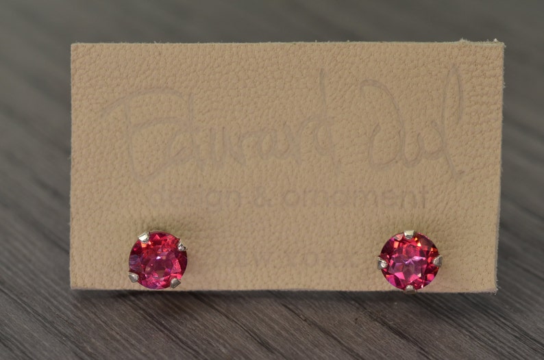 Topaz Classic Stud Earrings, with 2.25ct tw Rose Pink Topaz image 4