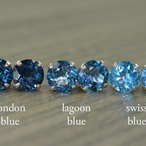 Blue Topaz Stud Earrings, 4.5ct tw large round London Lagoon Swiss Topaz image 5