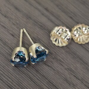 Blue Topaz Stud Earrings, 4.5ct tw large round London Lagoon Swiss Topaz image 2