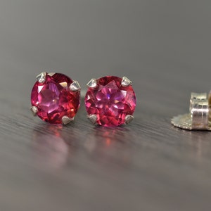 Topaz Classic Stud Earrings, with 2.25ct tw Rose Pink Topaz image 2