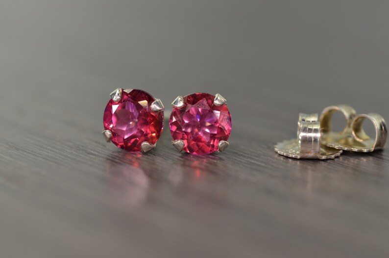 Topaz Classic Stud Earrings, with 2.25ct tw Rose Pink Topaz image 2