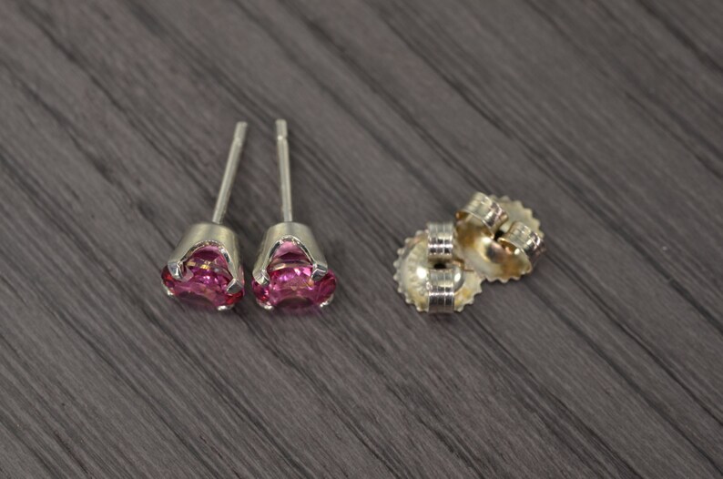Topaz Classic Stud Earrings, with 2.25ct tw Rose Pink Topaz image 3