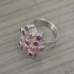 Dusty Rose Zircon Ring, silver cocktail statement gemstone ring Miro Ring image 3