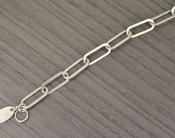 Bracelet de chaîne, liens solides de bordure de câble en argent sterling