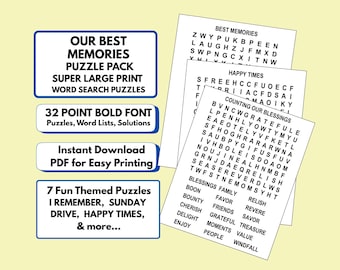 Our Memories Word Search Puzzles, Large Print (PDF Download)