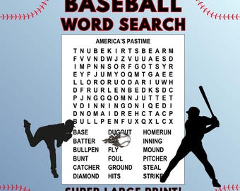 Sopas de letras de béisbol - PDF imprimible tamaño carta para descargar e imprimir fácilmente.