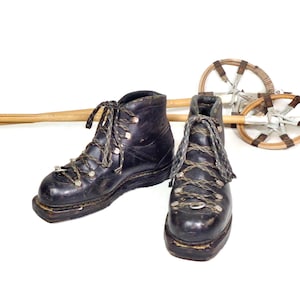 Vintage MCM‎ Murani Italian Leather Lace Up Old School Ski Boots size 14 Vintage Leather Ski Boots - Etsy main image 2