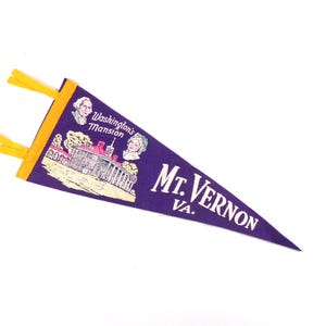 Vintage Souvenir Felt Pennant, 1950s Mt Vernon Virginia George Washington Mansion Pennant Banner, Mid Century Cottage Cabin Lodge Wall Decor