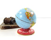 Vintage Metal Globe Bank Ohio Art Tin Toy Coin Bank