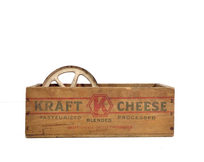 Vintage Wood Cheese Box, 1920s Kraft Phenix American Cheese Advertising