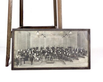 Vintage Panoramic Photo, 1920s Framed Original Orchestra Band Detroit Michigan Group Black and White Photograph, Antique Wall Decor