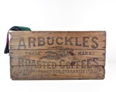 Vintage Wooden Advertising Crate, Large Arbuckles Coffee 100 Ib Wood Crate Lady Liberty Angel Graphics Rustic Farmhouse Storage Decor