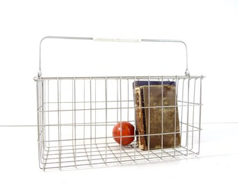 Vintage Metal Wire Basket / Industrial Storage