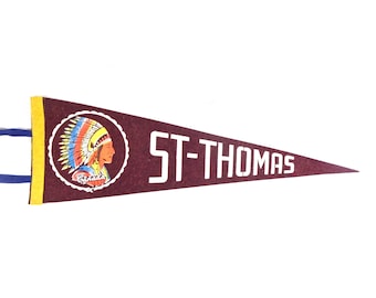 Vintage Souvenir Felt Pennant, 1950s St. Thomas Ontario Canada Felt Pennant Banner Mid Century Wall Decor