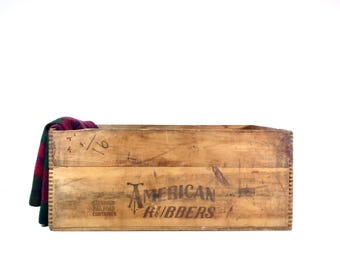 Vintage American Rubbers Advertising Wood Crate, 1800s American Rubber Co. Large Wooden Railroad Crate, Antique Victorian Farmhouse Decor