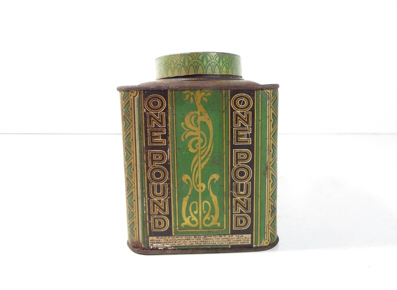 Vintage Tuxedo Tobacco Tin Box Rare One Pound Oval Top Patterson/'s Tuxedo Tobacco Advertising Tin Canister